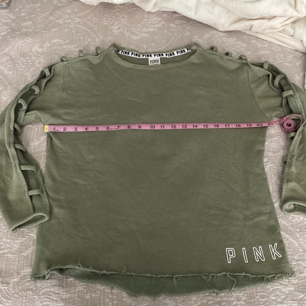 Pink tunic style sweatshirt with cut out sleeves, SIZE XSMALL, EUC